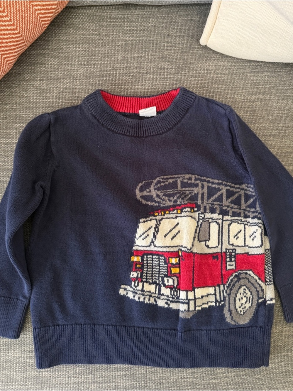 Baby Gap Navy Fire Truck Knit Sweater - Kids 2T